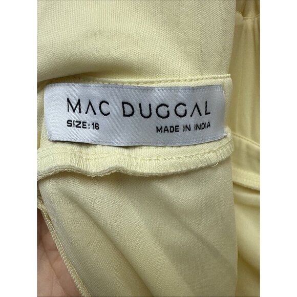 MAC DUGGAL Size 16 Yellow 70274 Embellished Illusion Cap Sleeve Formal Gown $598 - Picture 9 of 10